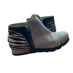 Sorel Major Low Women's Side Zip Zebra Print Ankle Booties NL2209-265 Size 9.5